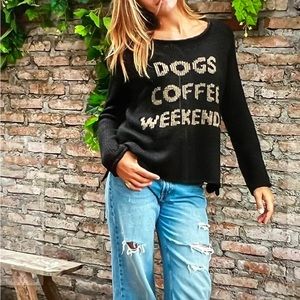 Wooden Ships DOGS COFFEE WEEKENDS Sweater
